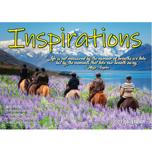 2027 Calendar Bartel Big Print Inspirations Horizontal Wall, BP708