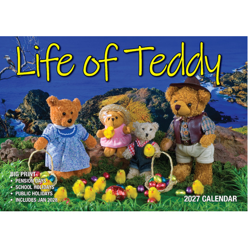 2027 Calendar Bartel Big Print Life of Teddy Horizontal Wall, BP711