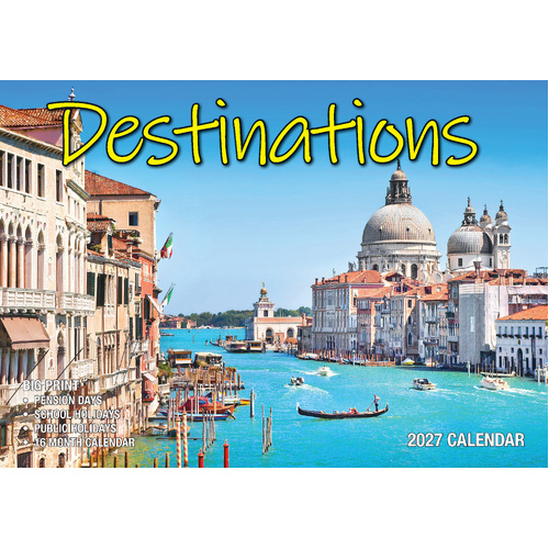 2027 Calendar Bartel Big Print Destinations Horizontal Wall, BP717