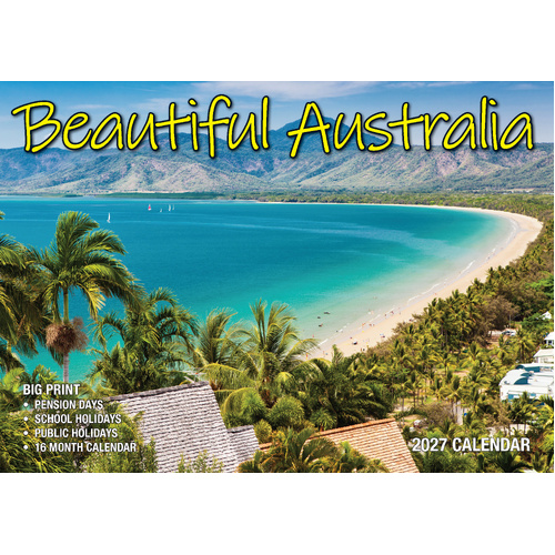 2027 Calendar Bartel Big Print Beautiful Australia Horizontal Wall, BP718