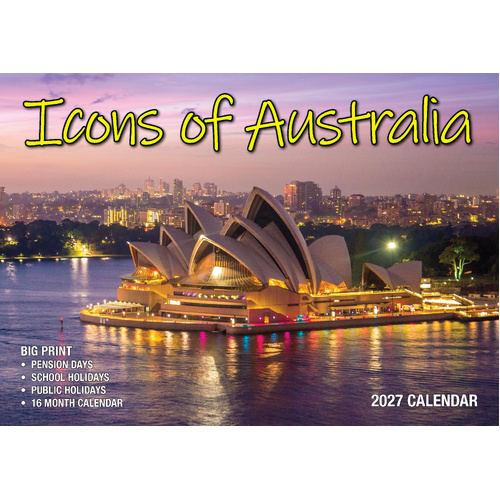2027 Calendar Bartel Big Print Icons of Australia Horizontal Wall, BP719