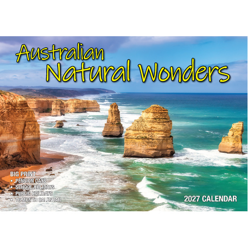 2027 Calendar Bartel Big Print Australian Natural Wonders Horizontal Wall, BP720