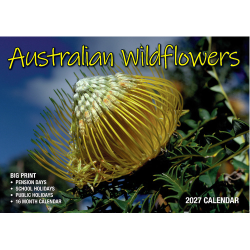 2027 Calendar Bartel Big Print Australian Wildflowers Horizontal Wall, BP723