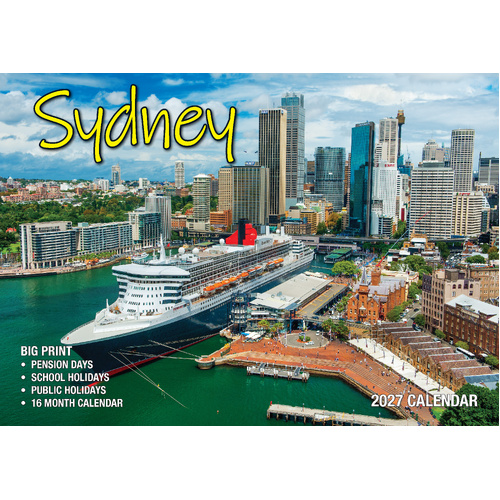 2027 Calendar Bartel Big Print Sydney Horizontal Wall, BP724