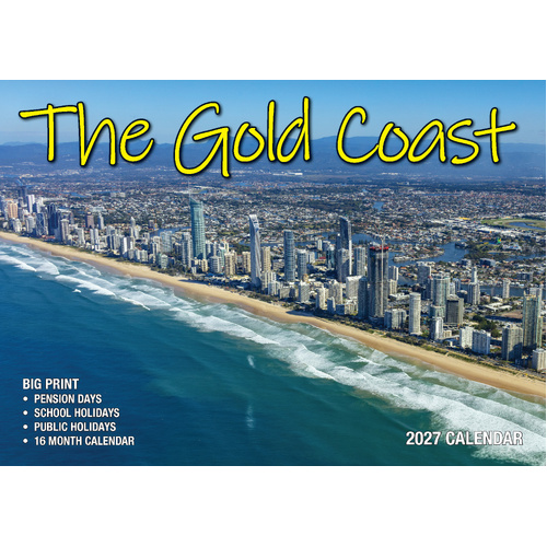 2027 Calendar Bartel Big Print Gold Coast Horizontal Wall, BP727