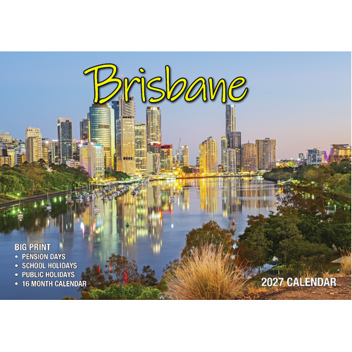 2027 Calendar Bartel Big Print Brisbane Horizontal Wall, BP729