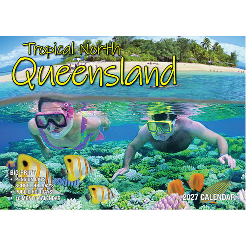 2027 Calendar Bartel Big Print Tropical North Queensland Horizontal Wall, BP732