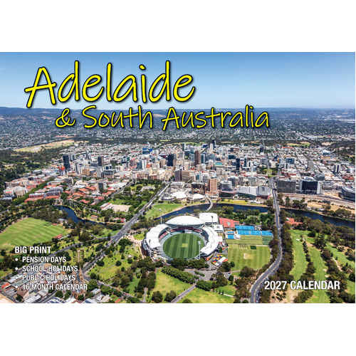 2027 Calendar Bartel Big Print Adelaide & South Australia Horizontal Wall, BP736