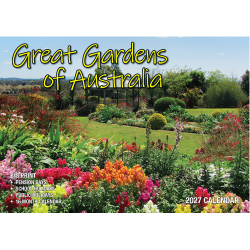 2027 Calendar Bartel Big Print Great Gardens of Australia Horizontal Wall, BP760