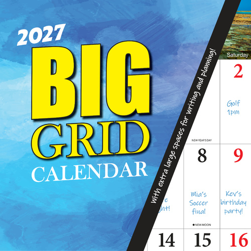 2027 Calendar Bartel Ruby Big Grid Square Wall, RB711
