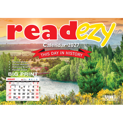 2027 Calendar Bartel Readezy This Day In History Horizontal Wall, RE701