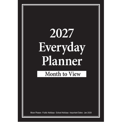 2027 Planner Bartel Calendars Everyday A4 Month to View Black, BG703