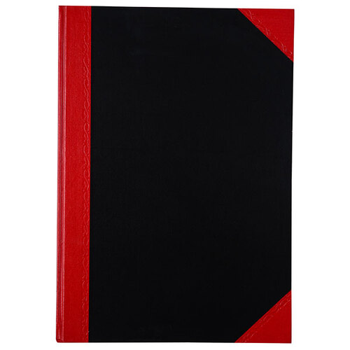 Cumberland A4 100 Leaf Ruled Red & Black Notebook Hard Cover (Embossed stitching detail)  FCA4100