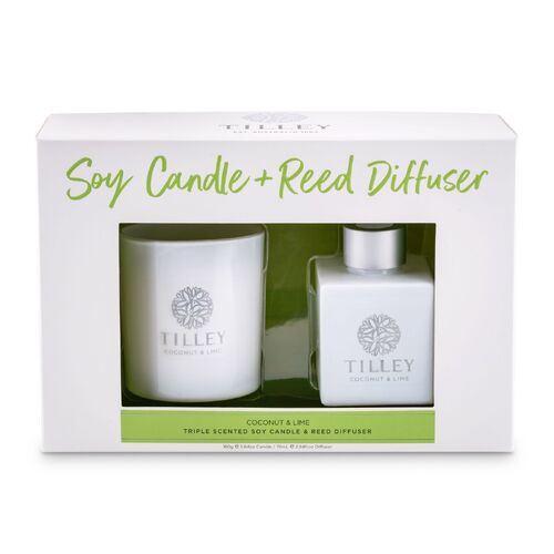 Tilley 160g Candle & 75ml Reed Diffuser Gift Pack - Coconut & Lime FG0832