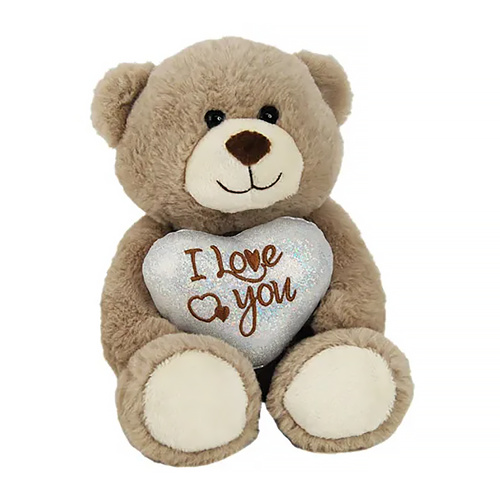 Elka Plush Bear with Heart 25cm Sterling I Love You Beige 30871-25B