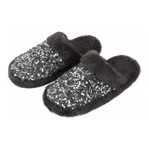Slumbies Winter Slippers Women's Small - Sequin Glam Slide Grey, Sunbird SLUWGS01