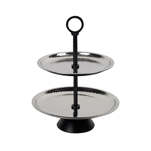 Platt Aluminium Two Tier Plate Black/Silver, Great Gift & Home Decor