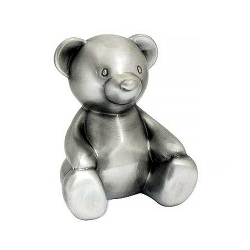 Landmark Money Bank Bear 10cm Pewter Finish Nursery Decor NB011