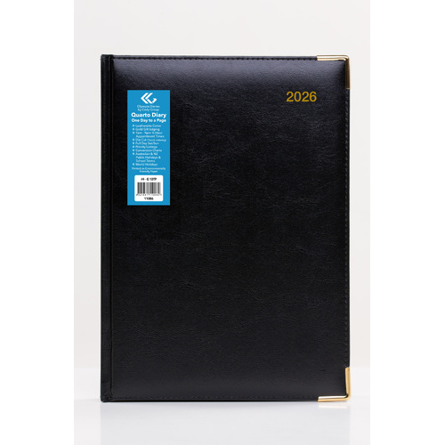 2026 Diary Olympia Quarto Day to Page Leatherette Cover #4 11006