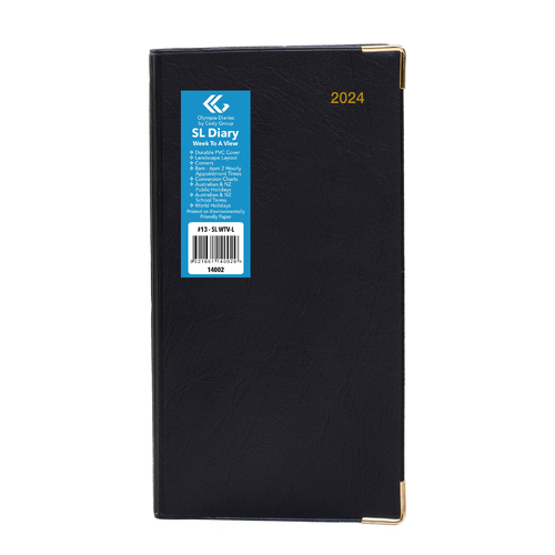2024 Diary Olympia Slimline Week to View PVC Cover #13 14002