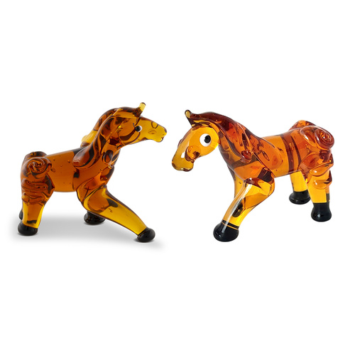 The Russell Collection Zibo Art Glass Ornament Nano Ponies (Set of 2), CNG STRING
