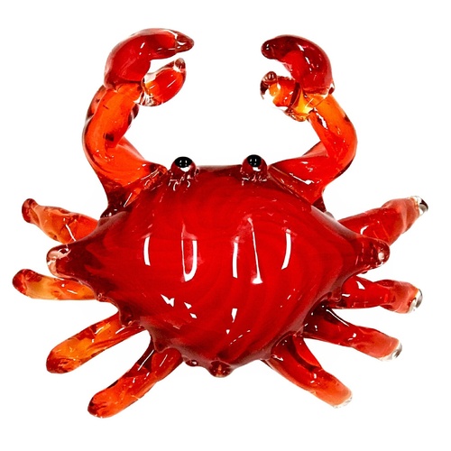 Russell Collection Coloured Art Glass Ornament 18cm Crab Krabs, Whitehill CCG KRABS
