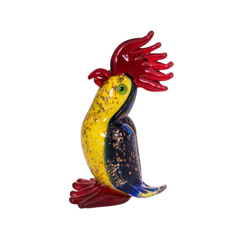The Russell Collection Zibo Art Glass Ornament 24cm Parrot Captain Flint, CCG FLINT