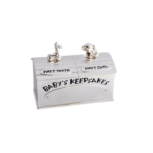 The Russell Collection Silverplate Giftware First Tooth And Curl Box Animals, HI FACT