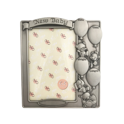 The Russell Collection Photo Frame 17x20cm New Baby with Birth Records 4x6-in, HP BN4BR