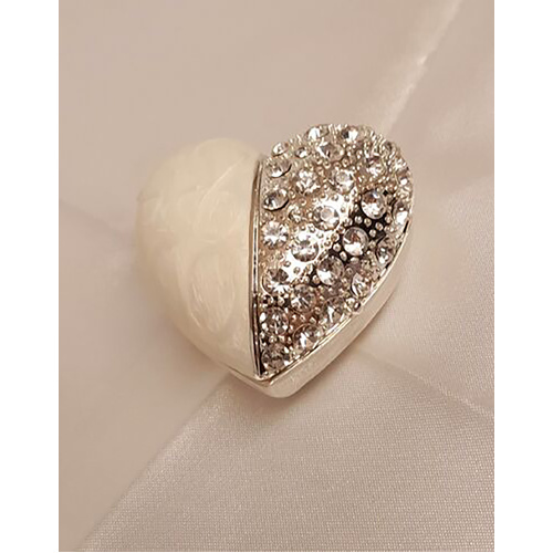 Russell Collection Jewellery Box 4cm Split Diamante Heart, Whitehill HR EHD