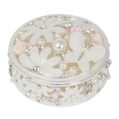 Russell Collection Jewellery Box 3cm Roses & Butterflies, Whitehill HR ER1B