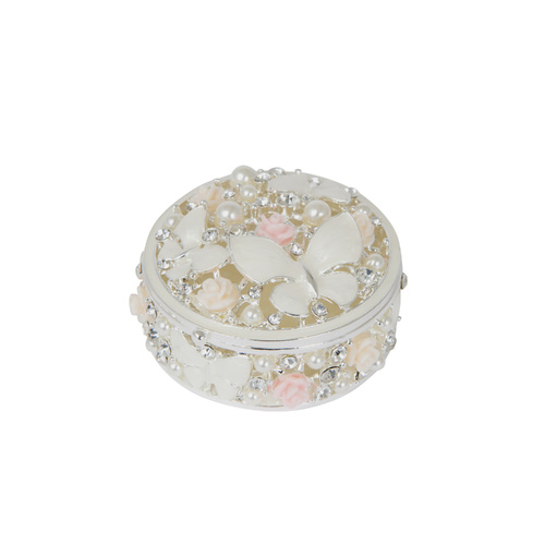 The Russell Collection Trinket Box 6cm Epoxy Roses & Butterflies, HR ER3B