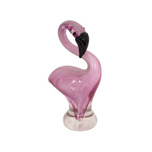 The Russell Collection Zibo Art Glass Ornament 20cm Miniature Flamingo, CMG PINKY