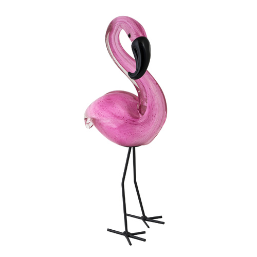 Russell Collection Coloured Art Glass Ornament Miniature Flamingo, Whitehill CMG LEGS