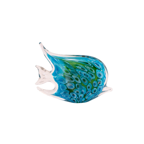 The Russell Collection Zibo Art Glass Ornament 14cm Fish Blue Hola, CCG HOLAC