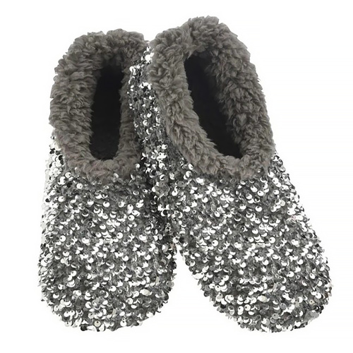 Slumbies Winter Slippers Women's Medium - Sequin Glam Silver, Sunbird SLUWSG02