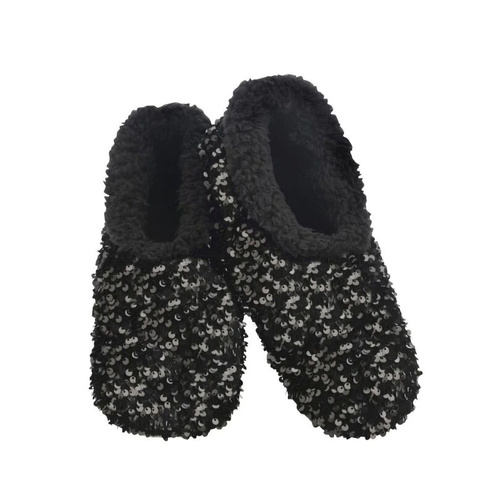 Slumbies Winter Slippers Women's Extra Large - Sequin Glam Black, SLUWSG04