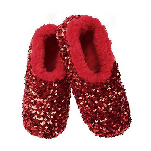 Slumbies Winter Slippers Women's Extra Large - Sequin Glam Red, SLUWSG04