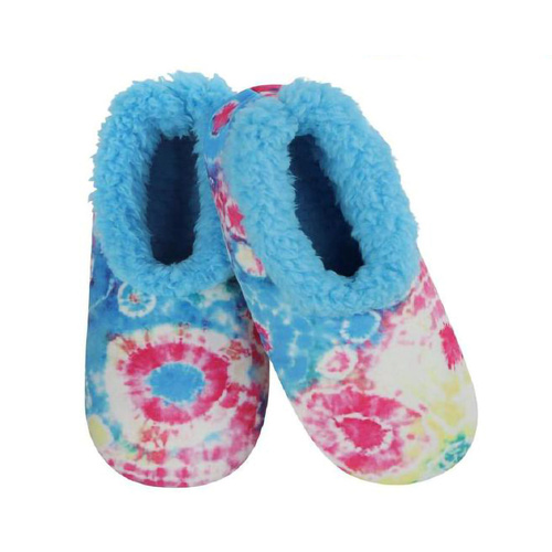 Slumbies Winter Slippers Women's Medium - Peace Tie Dye Blue, SLUWPT02