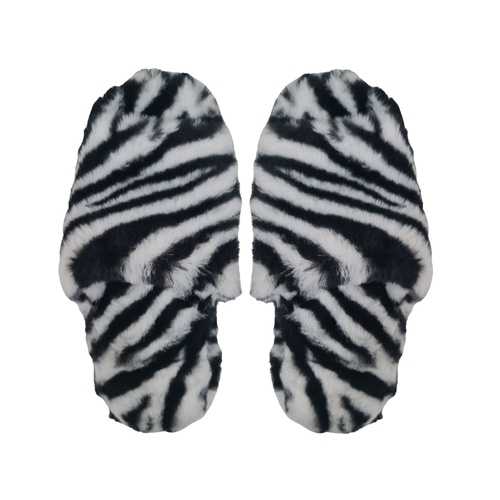 Slumbies Winter Slippers Women's Large - Jungle Slide Zebra, Sunbird SLUWJSS3