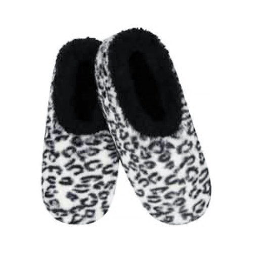 Slumbies Winter Slippers Women's Extra Large - Wild Sole White Leopard, SLUWWS04