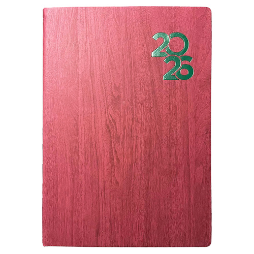 Centurion 2026 Diary Wooden PU A4 Day to Page Red, Sunbird Y-DCD-PUA41