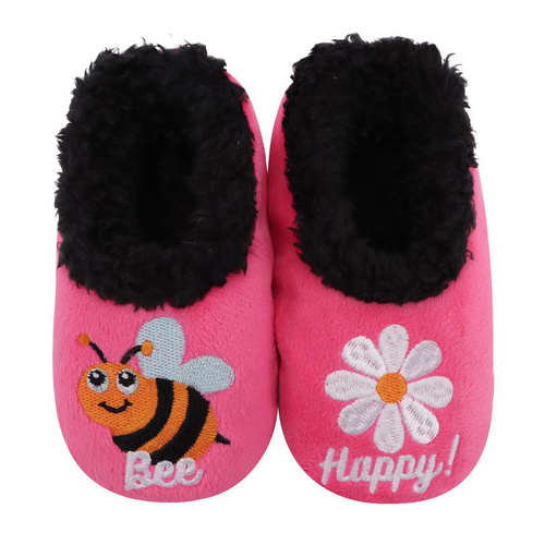 Slumbies Pairables Women's Winter Slippers Small - BEE HAPPY (Pink) SLUPBH01