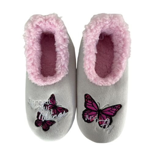 Slumbies Pairables Women's Winter Slippers Medium - BUTTERFLY (Grey) SLUPBF02