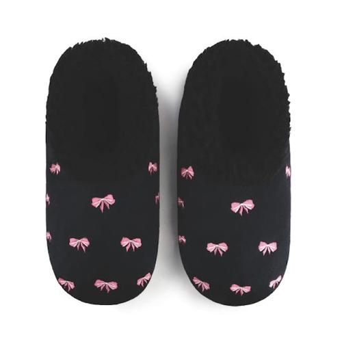 Slumbies Women's Winter Slippers Medium - BOW-UTIFUL (Black) SLUWBU05