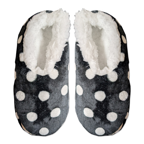 Slumbies Women's Winter Slippers Large - POLKA DOTS (Black) SLUWDP03