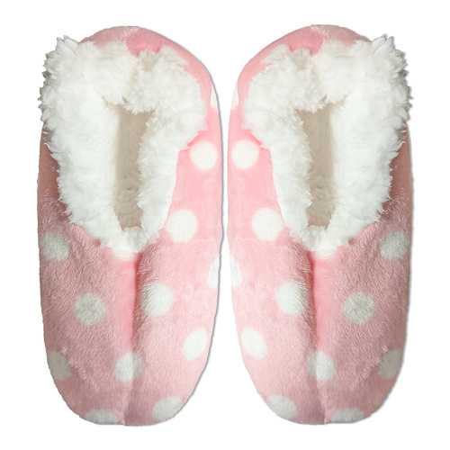 Slumbies Women's Winter Slippers Large - POLKA DOTS (Pink) SLUWDP03