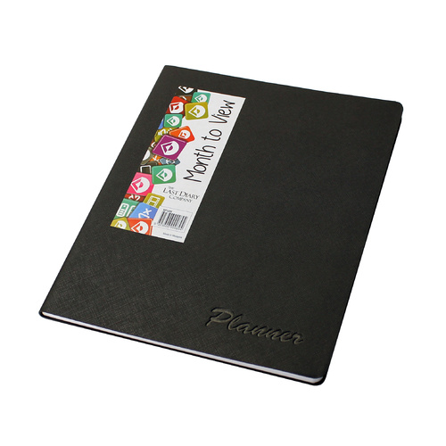 2024 Diary Planner Quarto Month to View Notebook Black Last Diary Company MPQBK