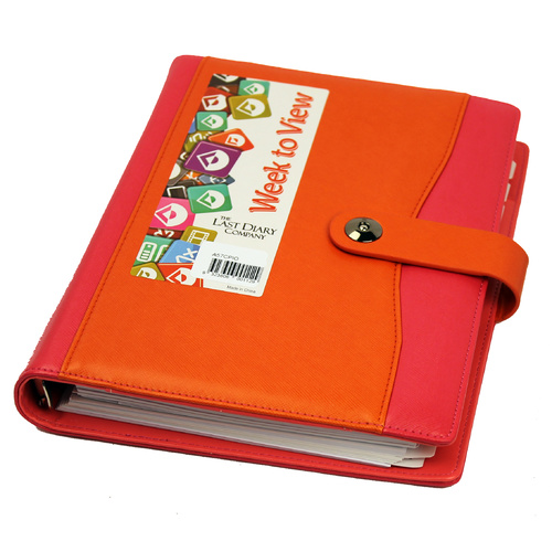 2026 Diary Nicholls A5 Midi Week to View Clip Pink/Orange Last Diary Company A57CPIO