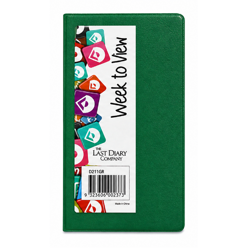 2027 Diary The Last Diary Company Pocket Week to View Green Slim, D211GR